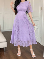 Vestido Elegante de Renda Vazada