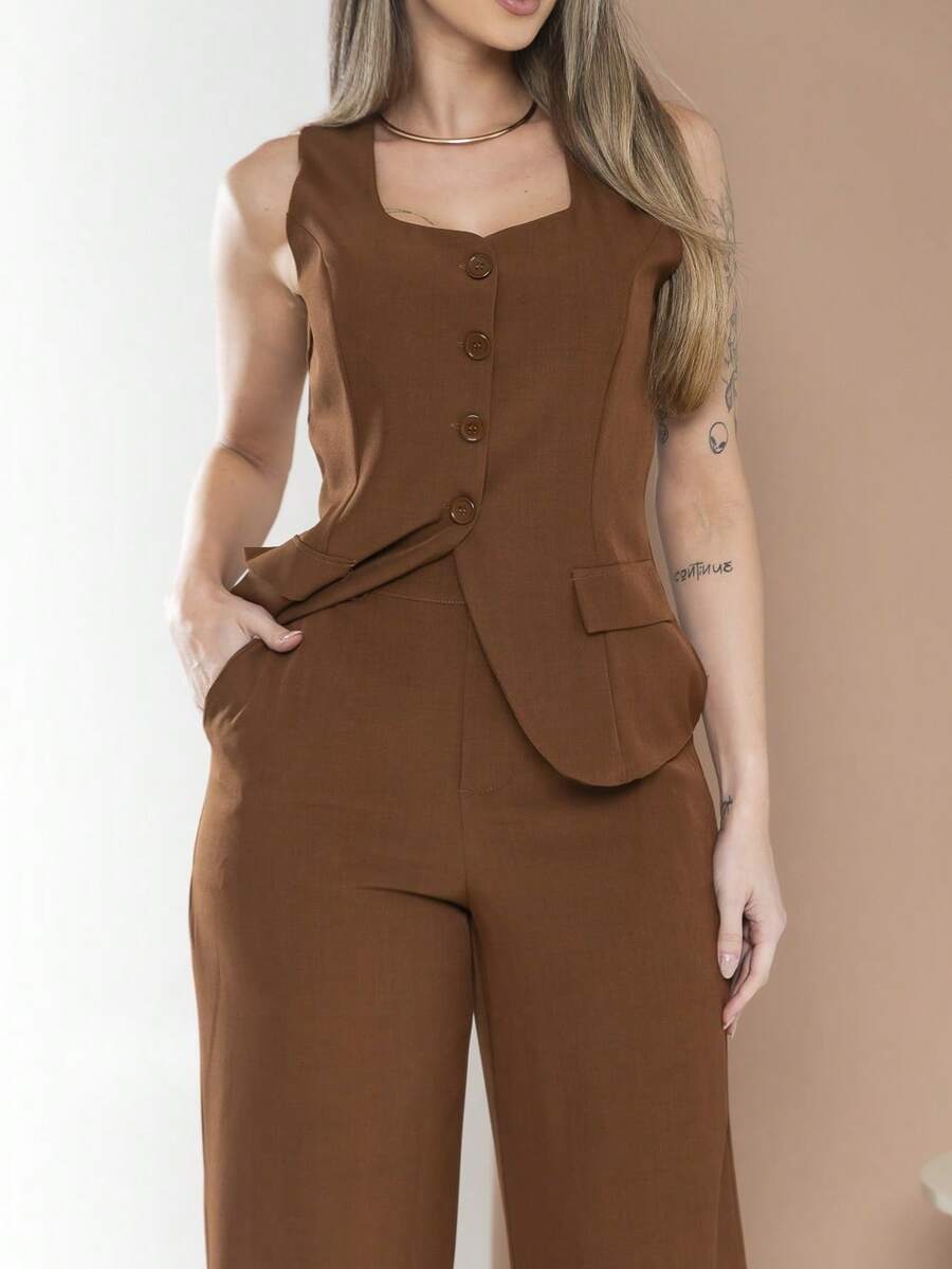 Conjunto de colete e calça Pantalona