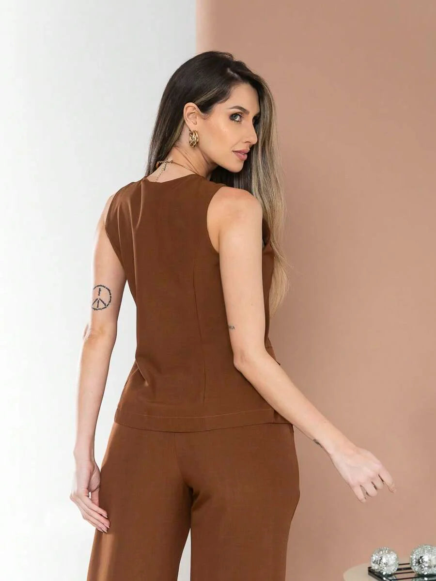 Conjunto de colete e calça Pantalona