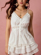 Regata Elegante de Verão com Renda e Alças Finas