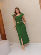 Conjunto  Cropped e Saia Alfaiataria Marrant