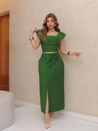 Conjunto  Cropped e Saia Alfaiataria Marrant