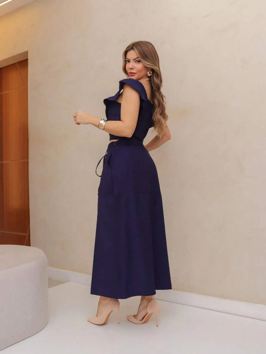 Conjunto  Cropped e Saia Alfaiataria Marrant