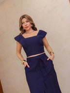 Conjunto  Cropped e Saia Alfaiataria Marrant