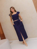 Conjunto  Cropped e Saia Alfaiataria Marrant