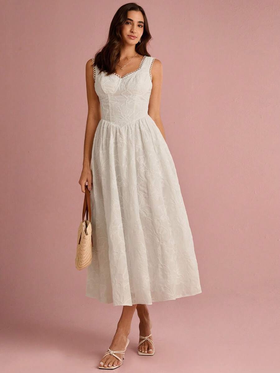Vestido Midi Coração Branco Elegance