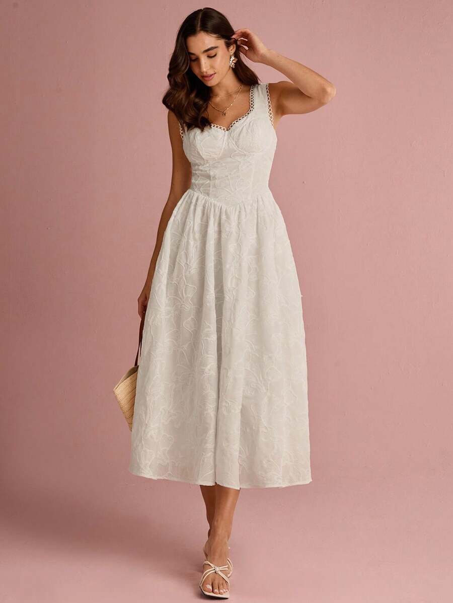 Vestido Midi Coração Branco Elegance