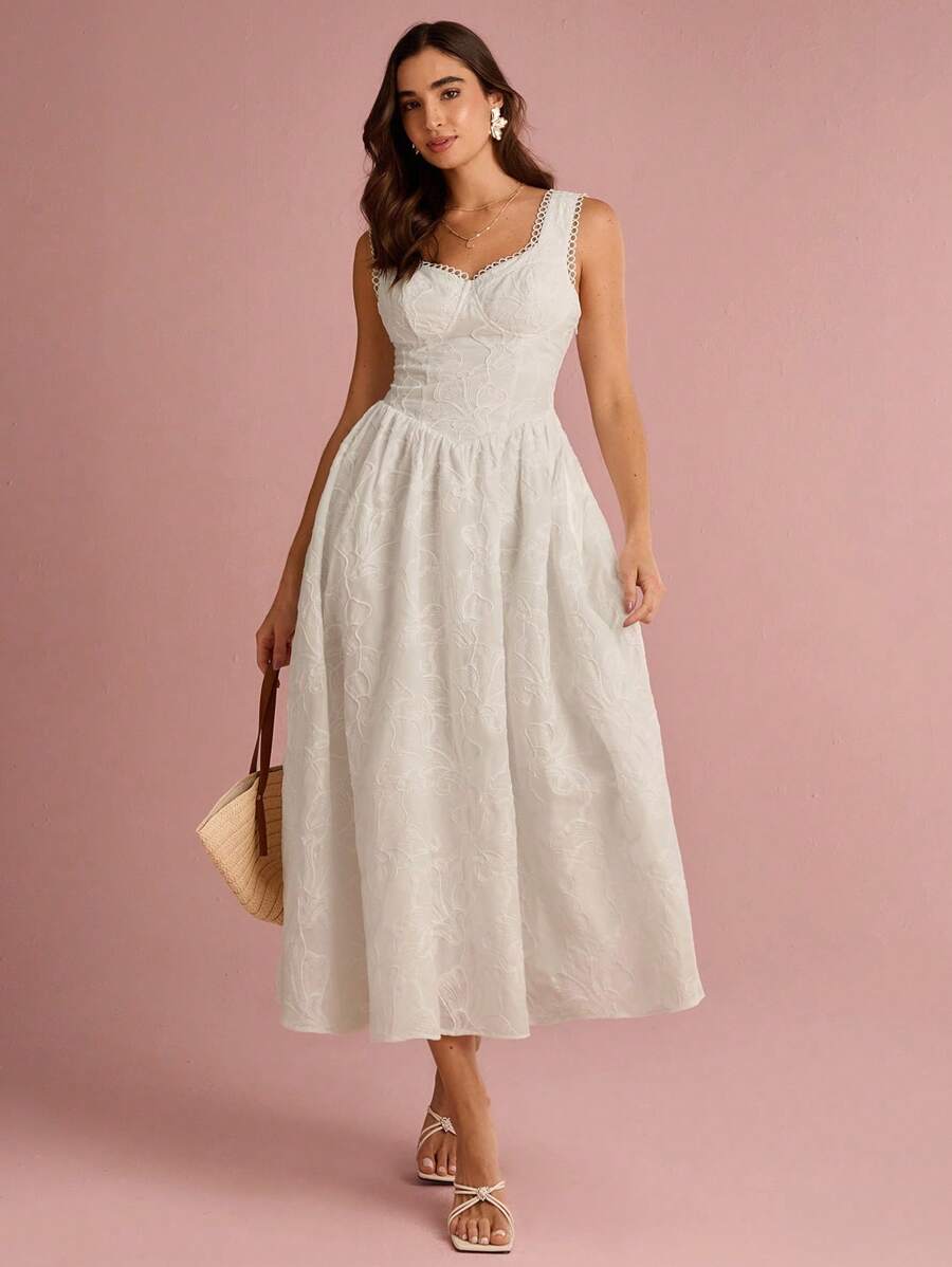 Vestido Midi Coração Branco Elegance