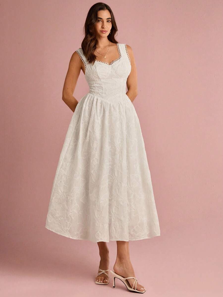 Vestido Midi Coração Branco Elegance