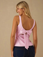 Top Regata Feminina de Veludo com Brilho e Laço nas Costas