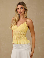 Cropped Amarelo Feminino com Babado
