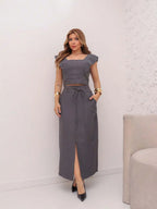 Conjunto  Cropped e Saia Alfaiataria Marrant