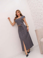 Conjunto  Cropped e Saia Alfaiataria Marrant