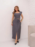 Conjunto  Cropped e Saia Alfaiataria Marrant