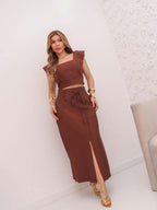 Conjunto  Cropped e Saia Alfaiataria Marrant