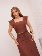Conjunto  Cropped e Saia Alfaiataria Marrant