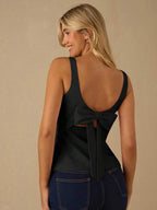 Top Regata Feminina de Veludo com Brilho e Laço nas Costas