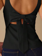Top Regata Feminina de Veludo com Brilho e Laço nas Costas