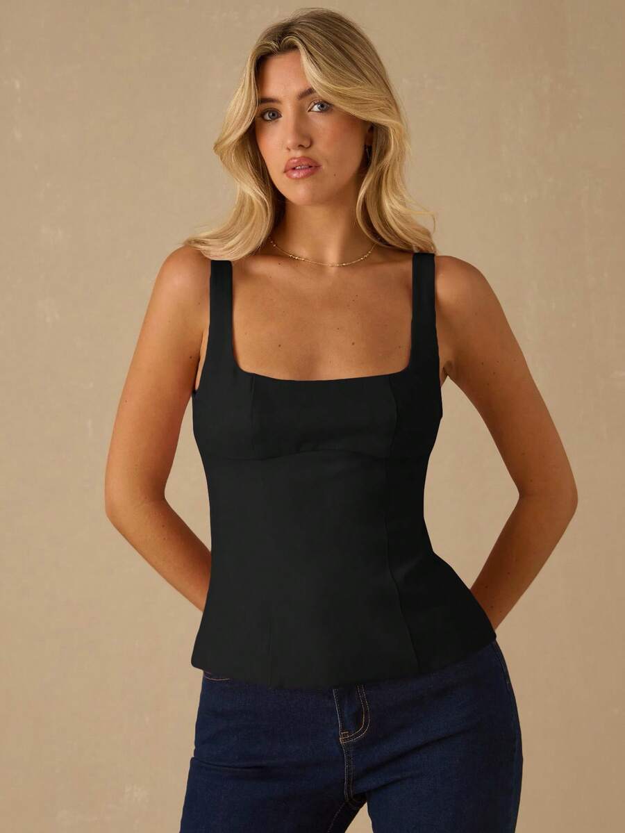 Top Regata Feminina de Veludo com Brilho e Laço nas Costas