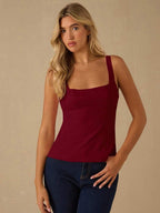 Top Regata Feminina de Veludo com Brilho e Laço nas Costas