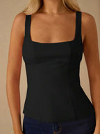 Top Regata Feminina de Veludo com Brilho e Laço nas Costas