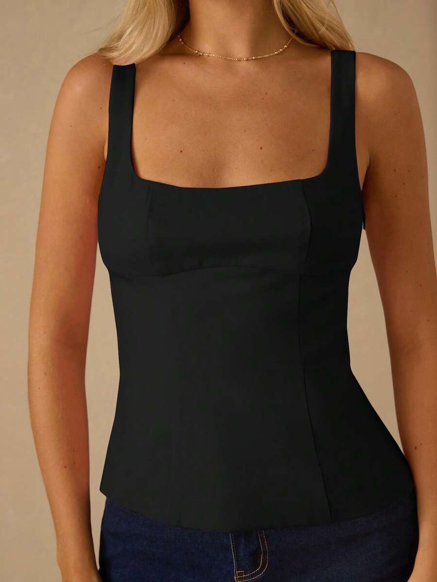 Top Regata Feminina de Veludo com Brilho e Laço nas Costas