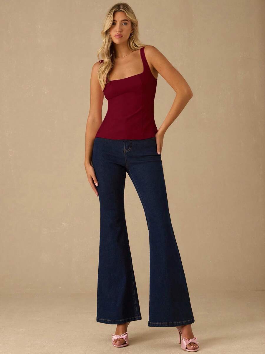 Top Regata Feminina de Veludo com Brilho e Laço nas Costas