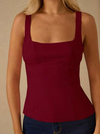 Top Regata Feminina de Veludo com Brilho e Laço nas Costas