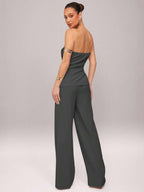 Conjunto Impacto com  Top Assimétrico sem Alça com Botão Metálico