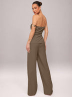 Conjunto Impacto com  Top Assimétrico sem Alça com Botão Metálico