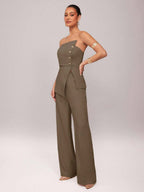 Conjunto Impacto com  Top Assimétrico sem Alça com Botão Metálico