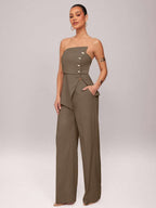 Conjunto Impacto com  Top Assimétrico sem Alça com Botão Metálico