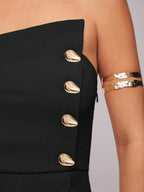 Conjunto Impacto com  Top Assimétrico sem Alça com Botão Metálico