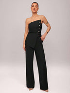 Conjunto Impacto com  Top Assimétrico sem Alça com Botão Metálico