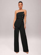 Conjunto Impacto com  Top Assimétrico sem Alça com Botão Metálico