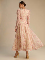 Vestido Longo Floral Aurora Manga Longa