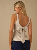 Top Regata Feminina de Veludo com Brilho e Laço nas Costas