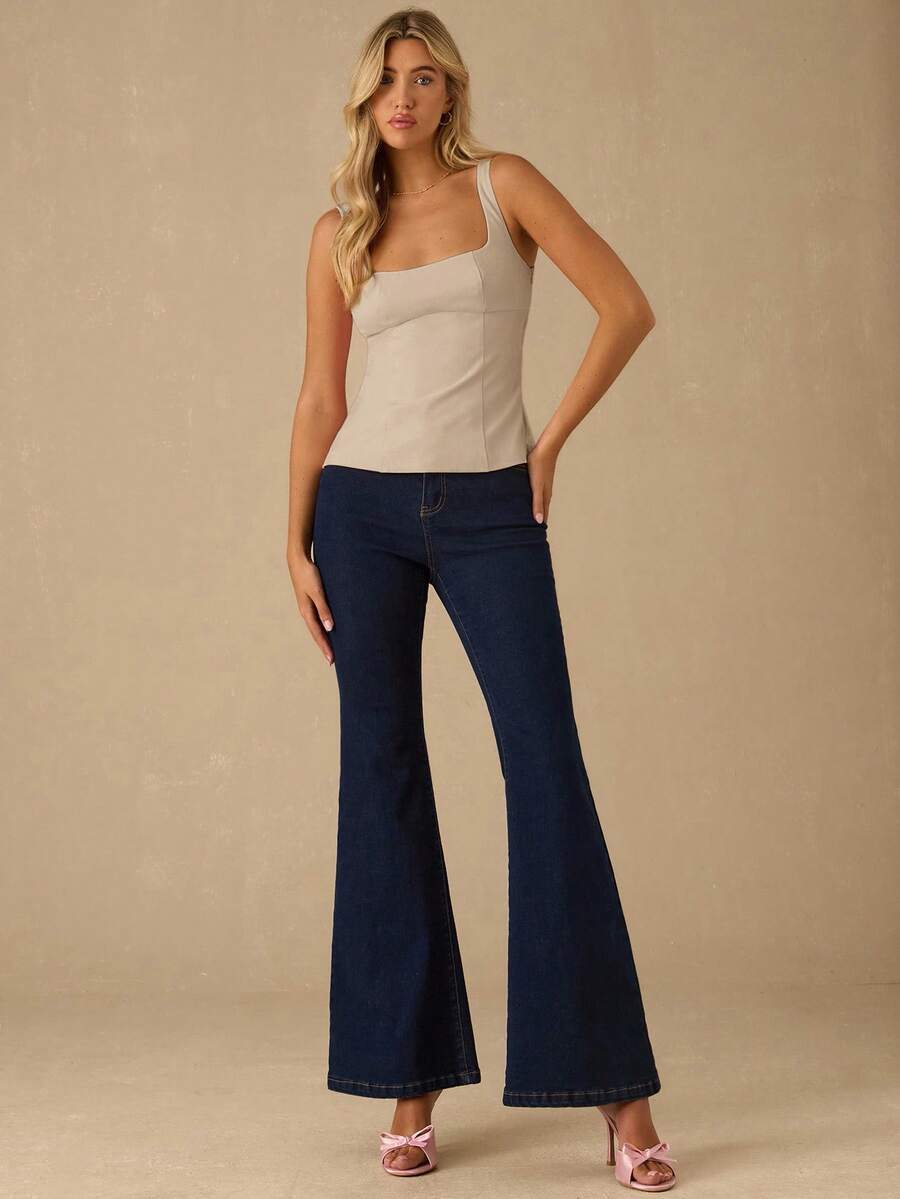 Top Regata Feminina de Veludo com Brilho e Laço nas Costas