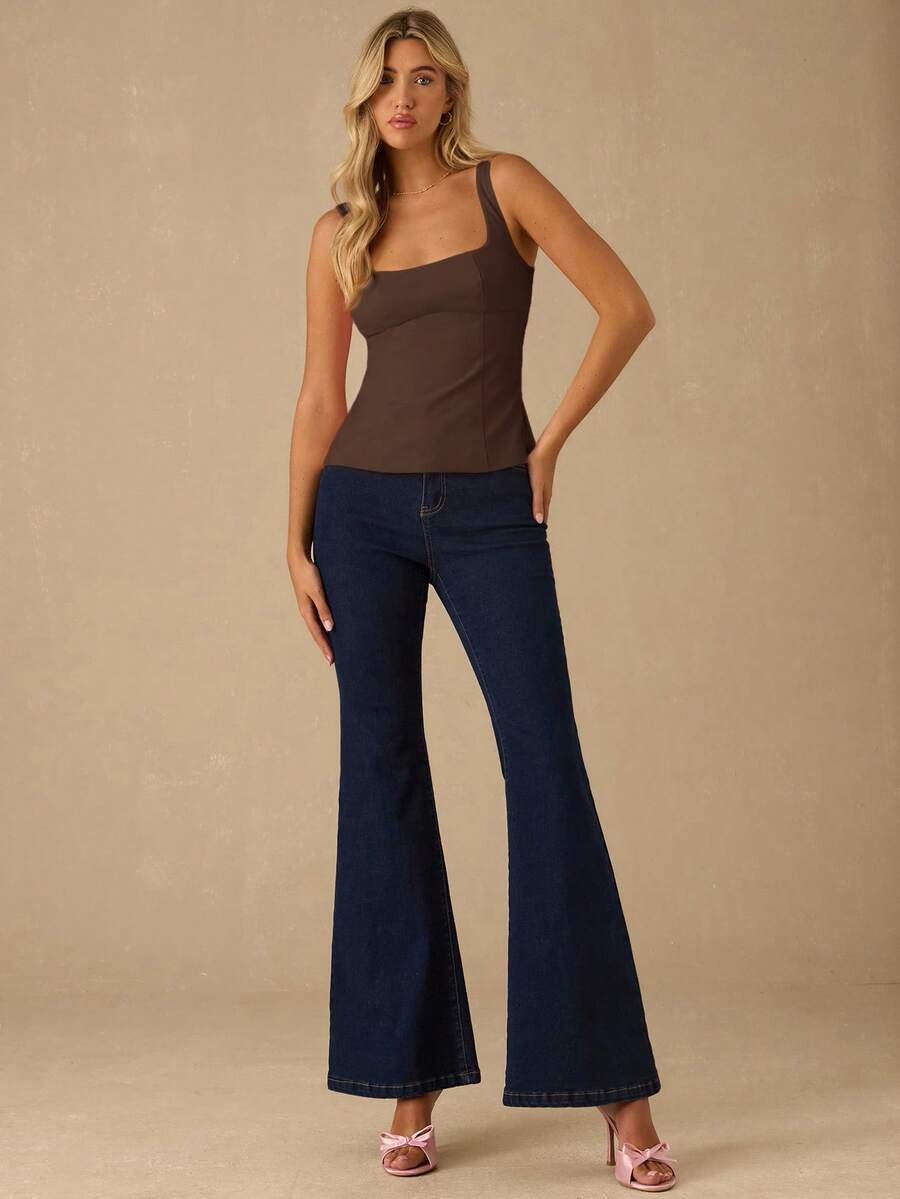 Top Regata Feminina de Veludo com Brilho e Laço nas Costas