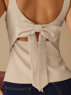 Top Regata Feminina de Veludo com Brilho e Laço nas Costas