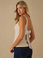 Top Regata Feminina de Veludo com Brilho e Laço nas Costas