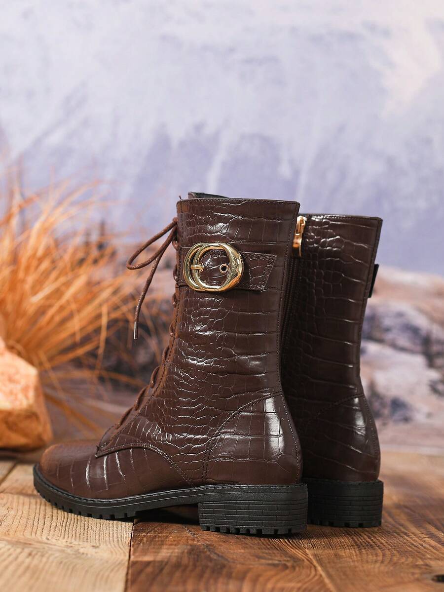 Botas de Cano Médio com Salto Grosso - Estilo Ocidental