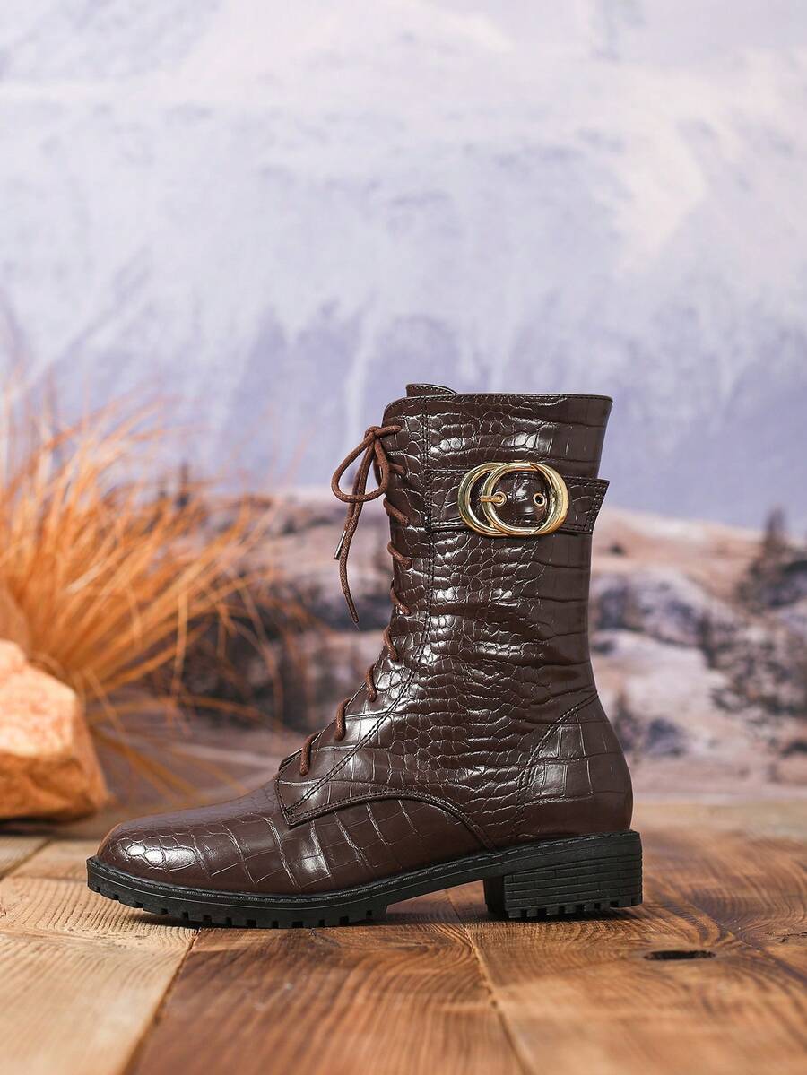 Botas de Cano Médio com Salto Grosso - Estilo Ocidental