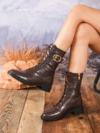 Botas de Cano Médio com Salto Grosso - Estilo Ocidental