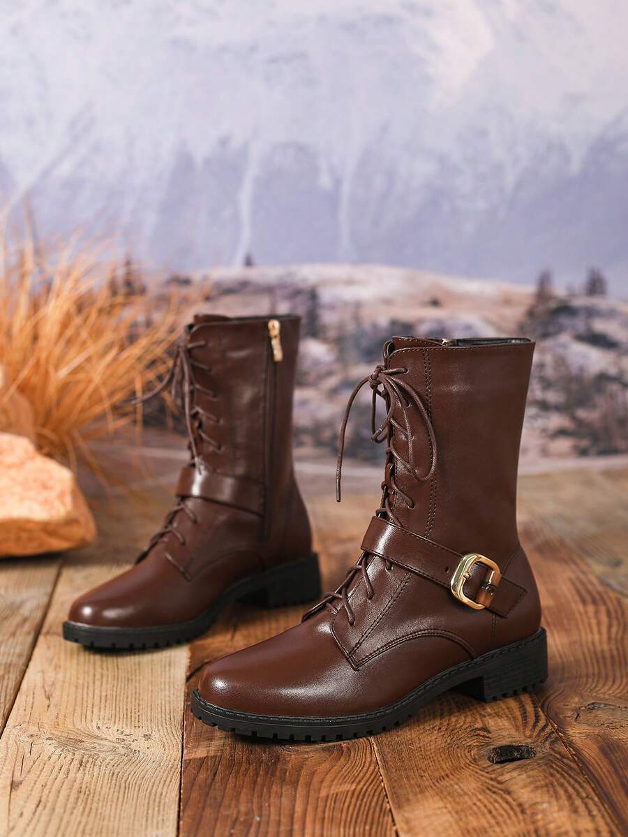 Botas de Cano Médio com Salto Grosso - Estilo Ocidental