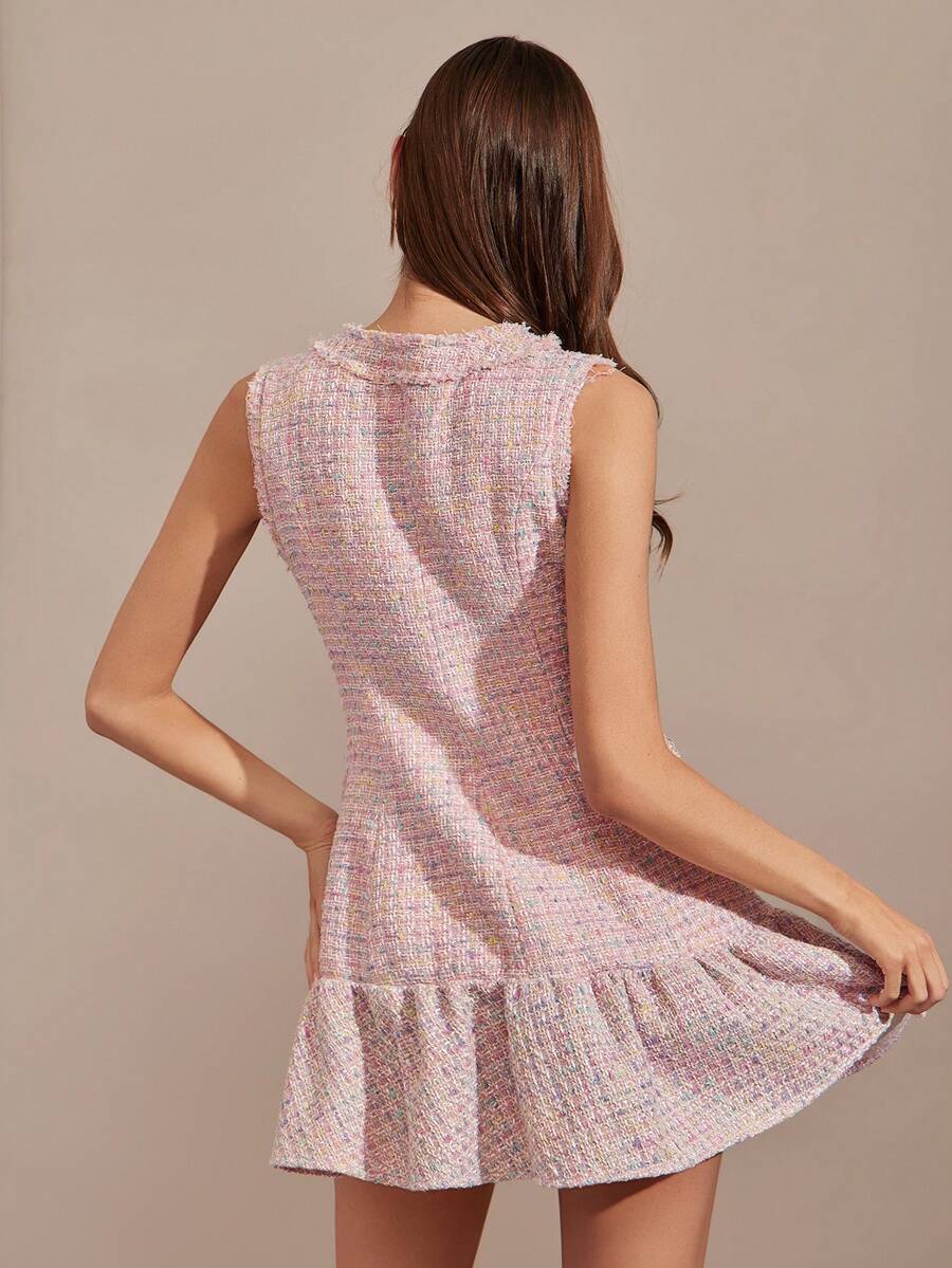 Vestido  floral rosa com borlas