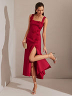 Vestido Longo Aveloria Rouge 3D com Bordado Floral Francês