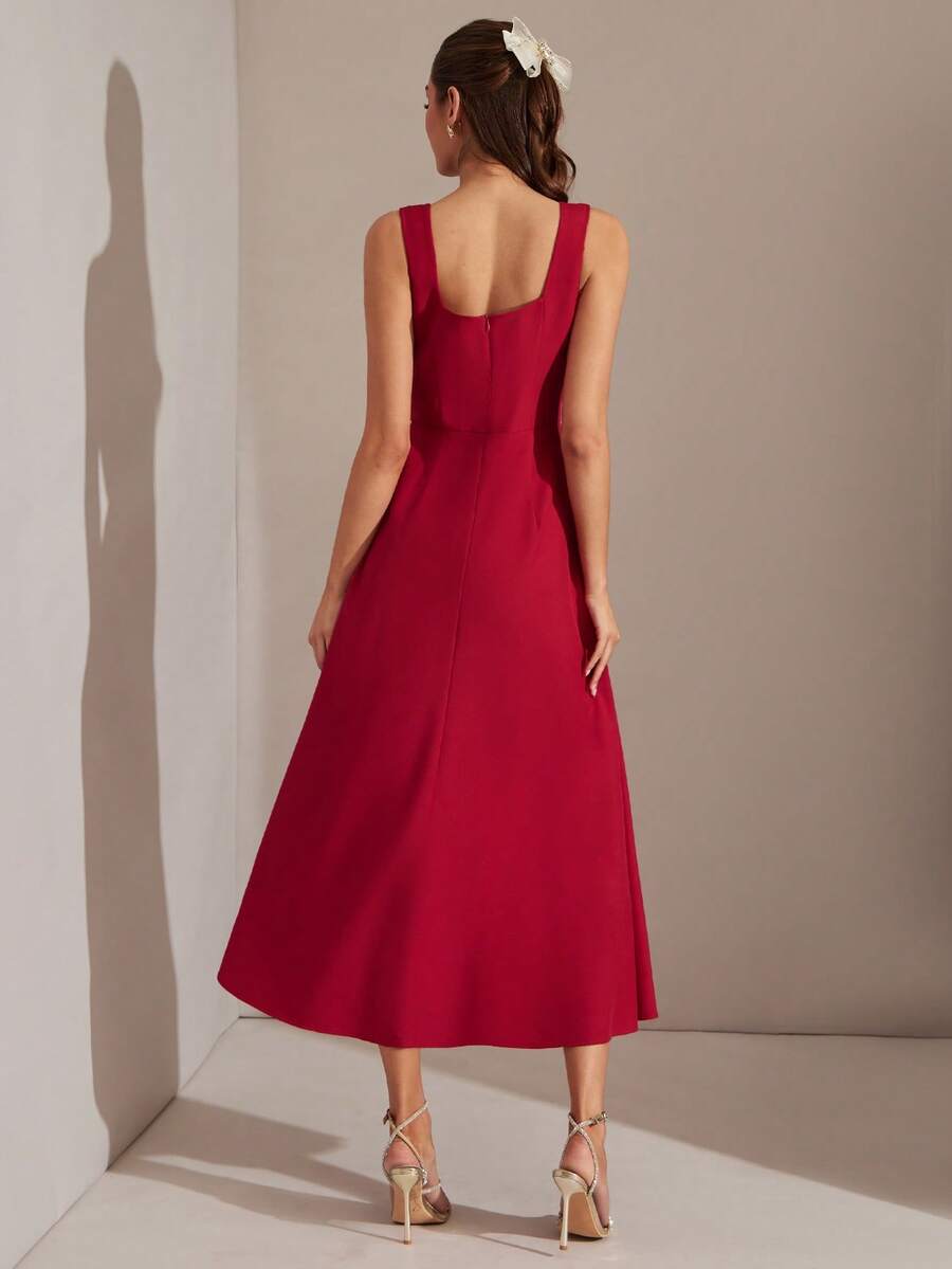 Vestido Longo Aveloria Rouge 3D com Bordado Floral Francês