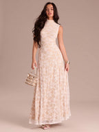 Vestido Longo Romântico em Renda Crochê Branca