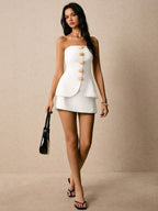 Conjunto Chic – 2 Peças com Top Bandeau e Mini Saia